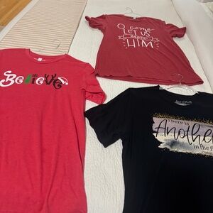 Red and Black Christmas and witness t-shirts.  Lot of 3.  Good condition.